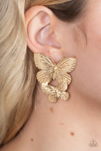 Load image into Gallery viewer, Paparazzi - Blushing Butterflies - Gold Earring
